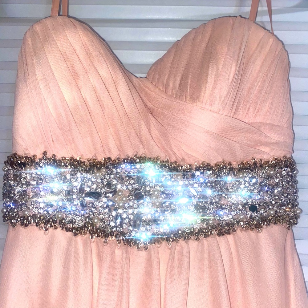 Light pink long prom dress